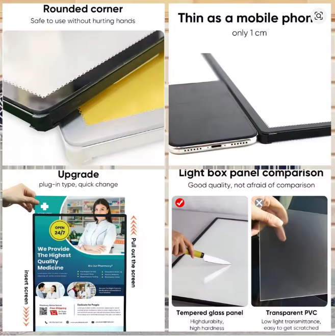 A1/A2/A3/A4 Advertising Lightbox Aluminum Poster Frame Snap Ultra Thin Advertising Metal Lighting Led Light Box