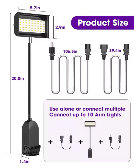 2pcs Black,Trade Show Lights LED Display and Exhibit Arm Lighting, Connectable Tradeshow Lights Included Clamps,NEW